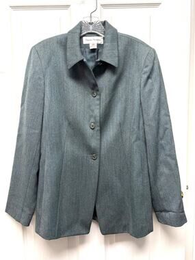 Rena Rowan Blazer Green Wool Women’s Size 12 Woolmark Tailored Career Jacket